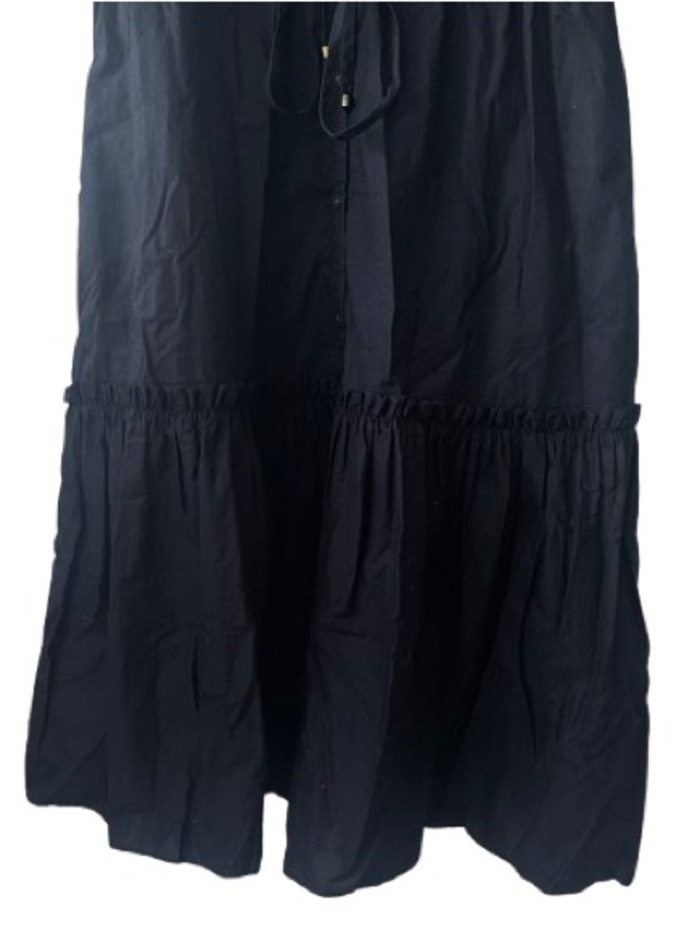 Cara Cara Hutton Black Button-Front Tiered Midi Dress - Picture 8 of 12